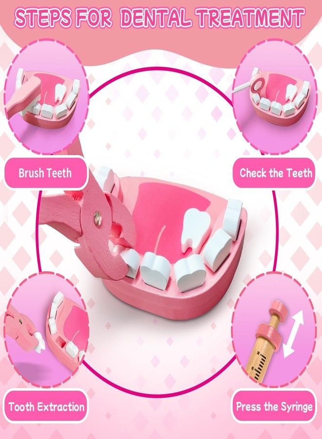 XZZO Doctor Kit for Kids Girls, Wooden Kids Dentist Play Set, Doctor Play Set Pretend Play Toys for Toddlers 3-5 , Realistic Wooden Medical Kit Role Play Set, Gifts for Boys Girls 3+ Years - Image 5